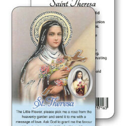 St Theresa Prayer Card with Resin Medal (CAR2-019)