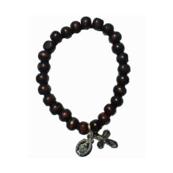 Wood Bracelet with Dangle Cross (BRA1-004)