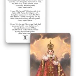 Gold Foiled Infant Jesus of Prague Prayer Card (CAR3-007)