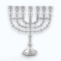 Sliver Menorah with Leaf Pattern (CAN5-005)