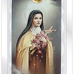 St Theresa Prayer Card with Gold Medal (CAR2-015)