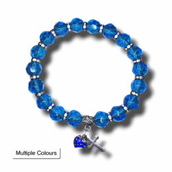 Glass Bead Bracelet with Dangle Cross (BRA2-001)