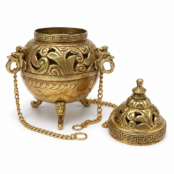 Brass Hanging Chain Incense Burner (CHU12-017)