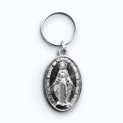 Silver Oval Miraculous Medal Keyring (SML3-077)