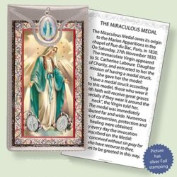 Our Lady of the Miraculous Medal Prayer Card with Coloured Medal (CAR5-024)