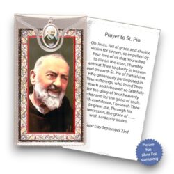 St Padre Pio Prayer Card Coloured Medal (CAR4-047)
