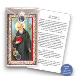 St Benedict Prayer Card Coloured Medal (CAR4-045)