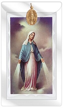 Our Lady of the Miraculous Medal Prayer Card with Gold Medal (CAR5-006 ...