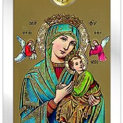 Our Lady of Perpetual Help Prayer Card with Gold Medal (CAR5-019)