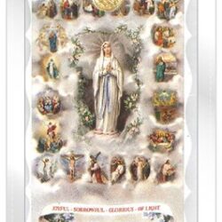 Our Lady of the Rosary Prayer Card with Gold Medal (CAR5-018)