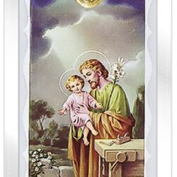 St Joseph Prayer Card with Gold Medal (CAR4-012)