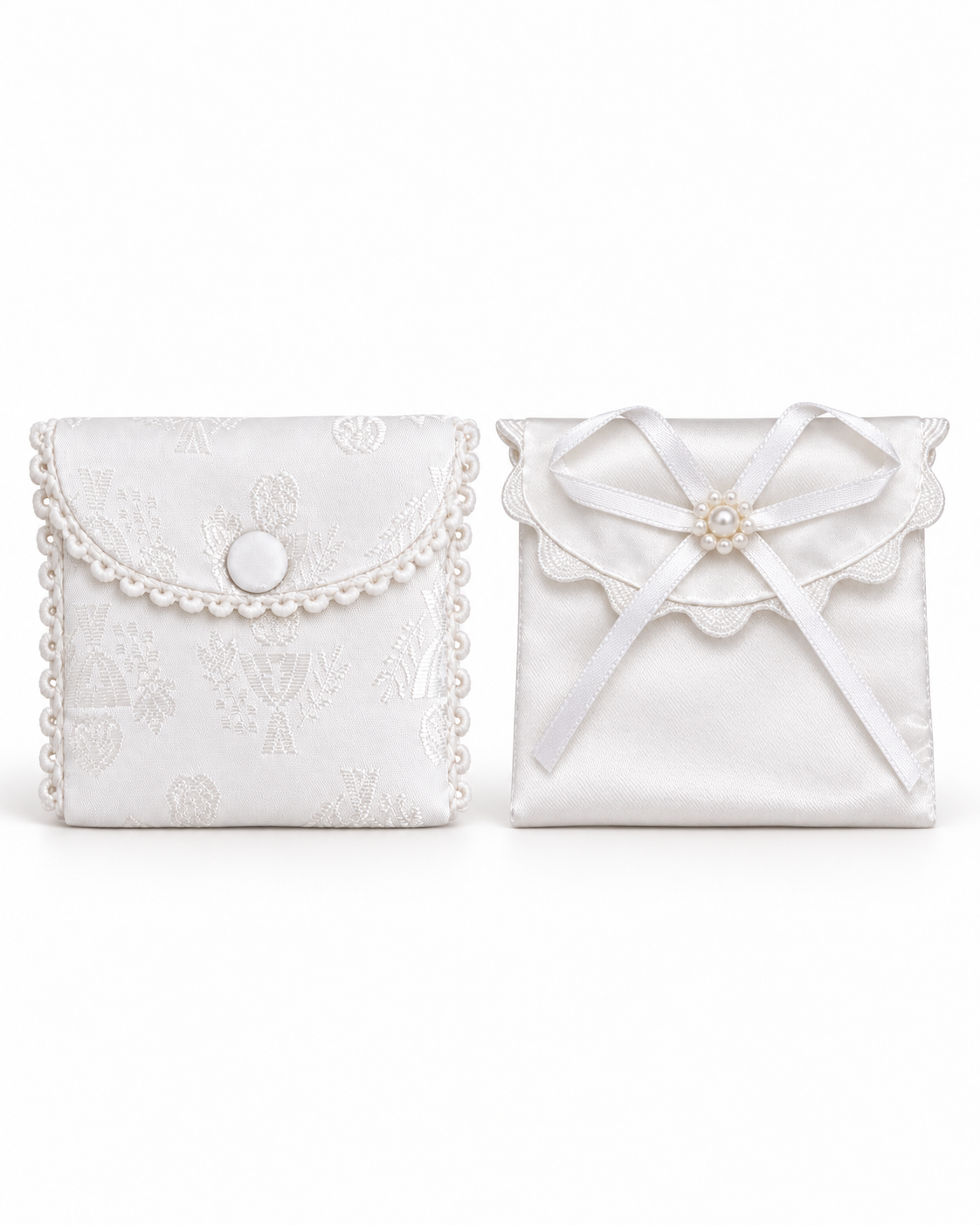 White Cotton Rosary Bags (ROS6-001)